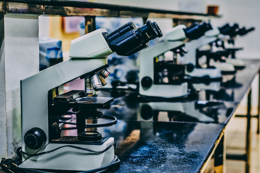 row of microscopes