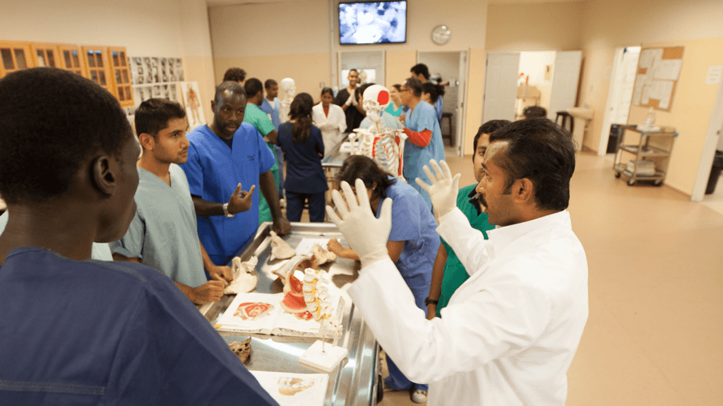 medical students in surgery training