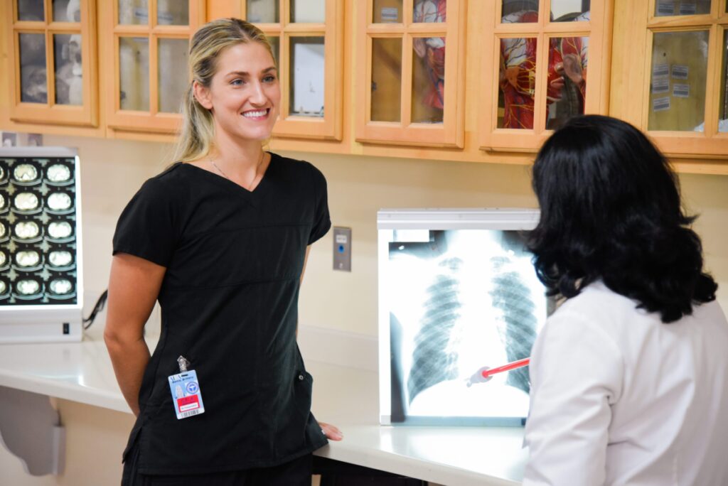 woman speaking to doctor about xrays